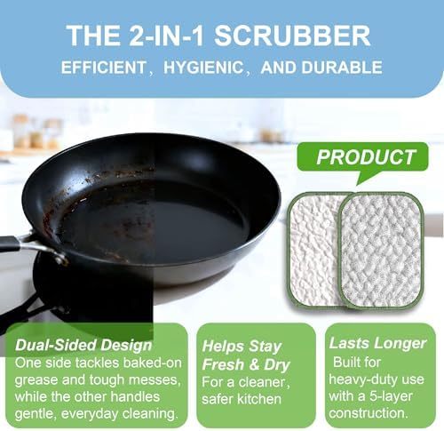 6PCS Double-Sided Non-Scratch Cleaning Cloths - Reusable Scrub Pads & Dish Cloths, Fast-Dry & Odor-Resistant for Non-Stick Pans, Glass, Stovetops & Sinks — 사진 2