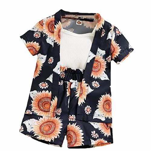 IKFIVQD Roupas para meninas adolescentes roupas infantis meninas estampa girassol cardigã camisola s