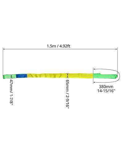 Miniatura 6 de QWORK Paquete de 2 eslingas de elevación de 2 pulgadas x 5 pies, eslingas de tela de poliéster, eslingas planas resistentes, eslingas de tela,