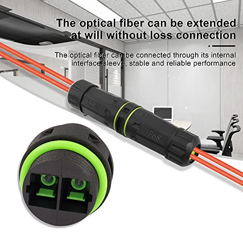PNGKNYOCN SC Fiber Optical Waterproof Connector & Adapter - IP68 Rating, Duplex Cable, Outdoor Use, Black, 0.15 mètres - Image 2