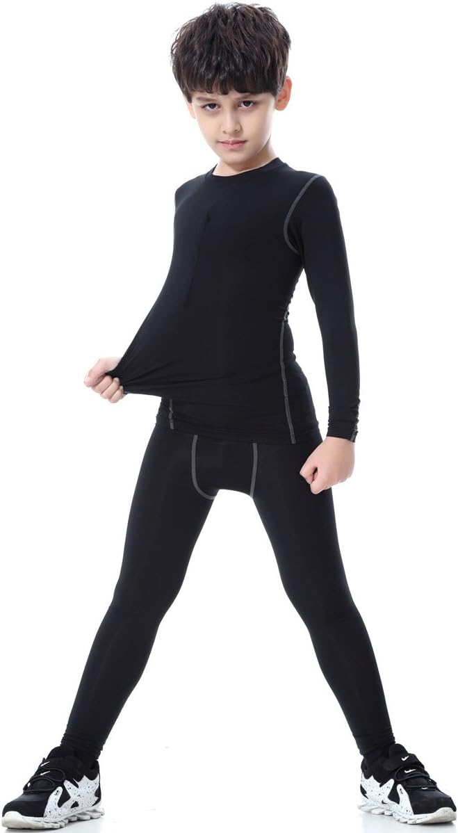 Boys Athletic Base Layer Compression Underwear Set 2pcs Thermal Long John for Kids - Image 3