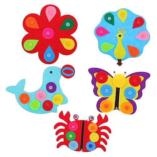 Toddmomy 5 peças placa abotoada de tecido não tecido para brinquedo educativo de aprendizagem para desenvolvimento de coordenação e pré-escolares