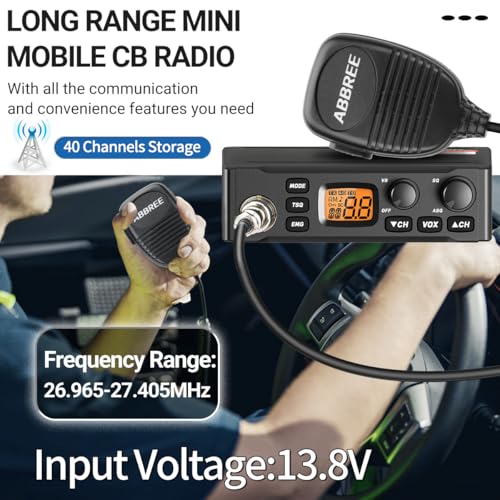 ABBREE CB Radio for Truckers Long Range AM FM Professional CB Radios,Compact Design,Instant Emergency Channel 9/19,Full 40 Channels,Handheld Mic,LCD Display,VOX (AR-M6) - Thumbnail 3
