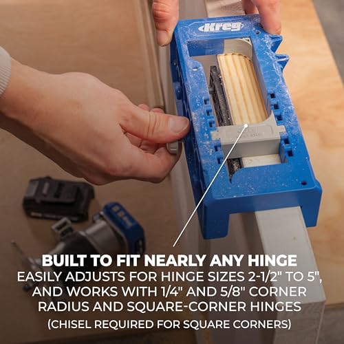 image for Kreg Door Hinge Routing Jig - Adjustable Jig with Router Bit Depth Gui