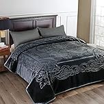 JML Fleece Blanket King Size, Heavy Korean Mink Blanket 85 X 95 Inches- 9 Lbs, Single Ply, Soft and Warm, Thick Raschel Printed Mink Blanket for Autumn,Winter,Bed,Home,Gifts, Dark Grey