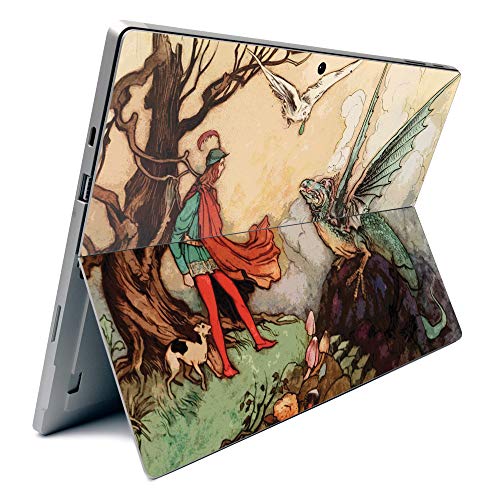 Image of MightySkins Carbon Fiber Skin for Microsoft Surface Pro 7 - Tale of A Dragon | Textured Carbon Fiber Finish | Easy to Apply, Remove, and Change Styles | Made in The USA