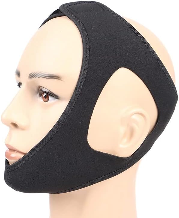 Adjustable Anti Snoring Chin Strap Stopper Solution for Men Women,CPAP Chin Strap Guard,Comfortable Natural Device Chin and Jaw Support for Mouth Breathing (Black)