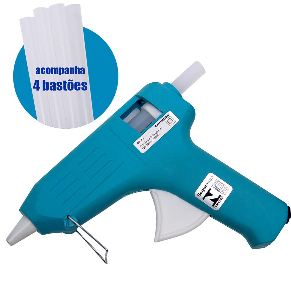 Pistola De Cola Quente de Uso Profissional 13W Lanmax + 2 Bastões 12mm