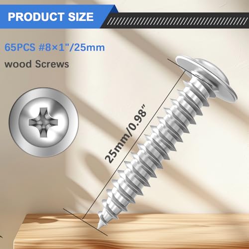 65 tornillos de acero inoxidable 410 #8×1 pulgadas miniatura 2