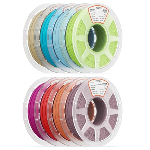 Image of 250g PLA+ Matte Filament 1.75mm Bundle, 3D Printer Filament Bundle Multicolor, Individually Vacuum Packed, 250g Spool, 8 Rolls, Desert Tan+Ice Blue+Apple Green+Orange+Turquoise+Red+Plum+AshPurple