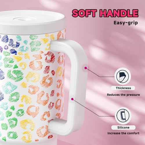 Meoky Copo Térmico 1200ml com Canudo Tampa e Alça - Caneca Termica Esportivo Antivazamento | Isolame