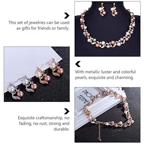 SOIMISS Colar de Pérolas Brincos Set Moda Pescoço Cadeia Ear Drops Liga Pendente Do Encanto Da Jóia