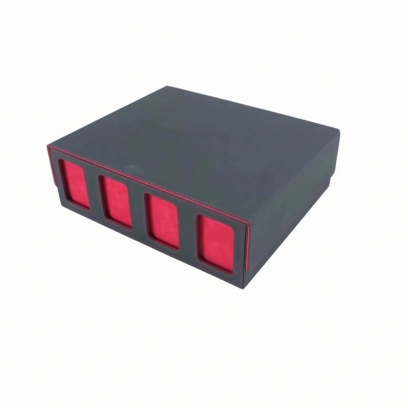 Organizador Tarjetas Ahorra Espacio Caja Cartas con Tapa Abatible y s Portátil, Negro+Rojo