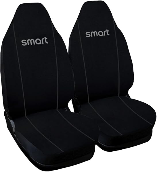 Rebeca Shop® Car Seat Covers Compatible for Smart | Made in Italy | Front Seat Cover Set (w450 – First Series, Black/Dark Grey Refil) - 1