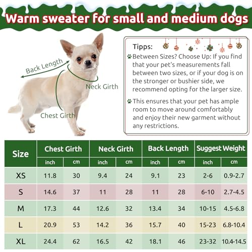 KONVINIT Dog Christmas Jumper,Winter Warm Dog Sweater,Knitting Dog Jumper Xmas Puppy Jumpers for Small Dogs and Medium Large Dogs,xmas green M - Image 4