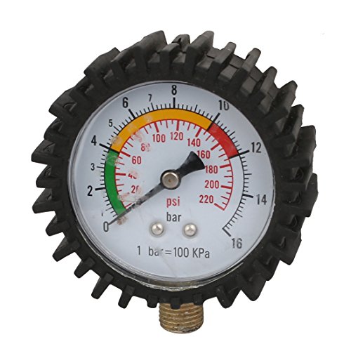 Aexit 1/4BSP Male gauge Threaded 16 Bar 220 Psi Compressor Barometer Pressure Gauge