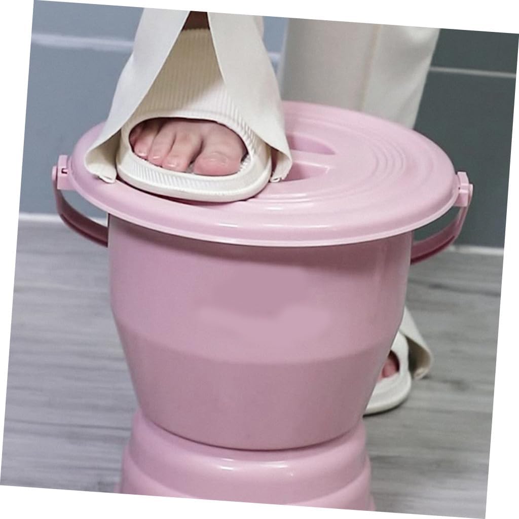 Portable Chamber Pot with Lid and Handle Design Non-Slip Base Spittoon for Boy Girl Elderly and Pregnant Women Practical Night Urinal for Home Use Pink