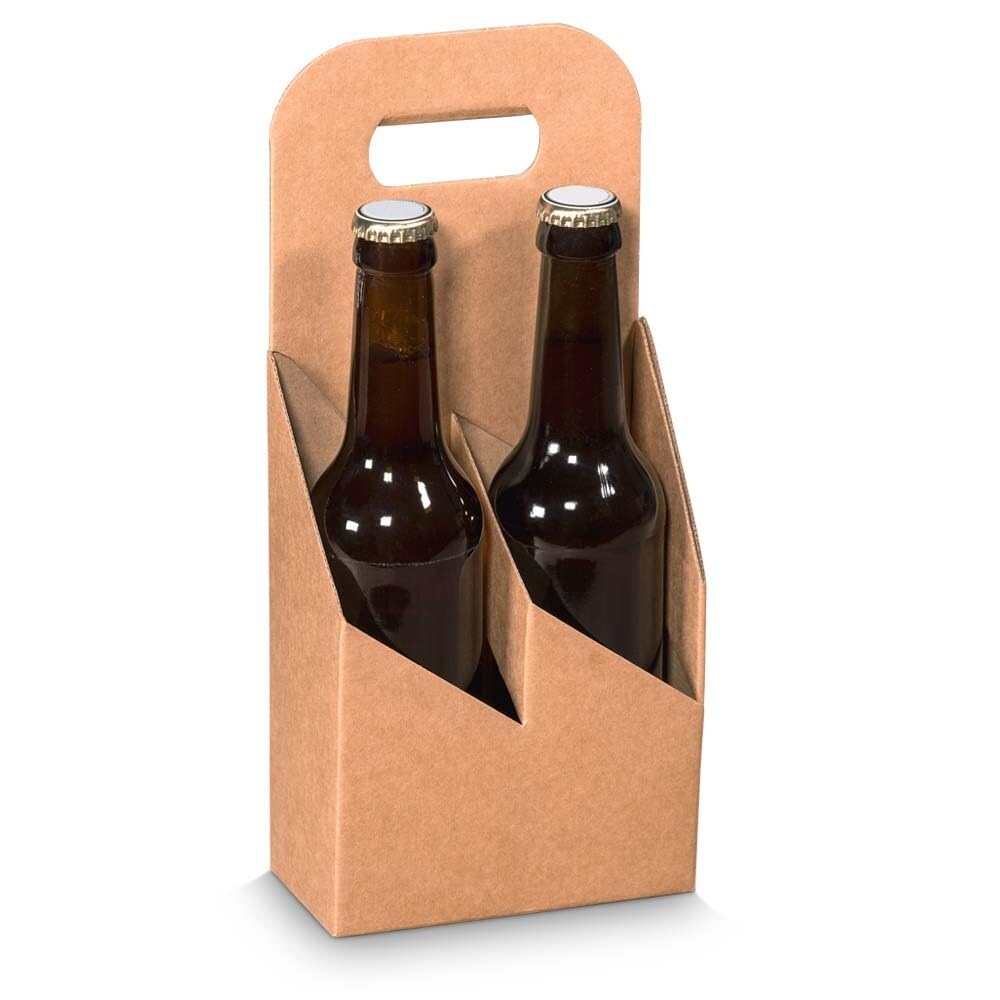 2er Flaschenträger naturfarben mit Tragegriff 13 x 6,5 x 29 cm, 30 Stück