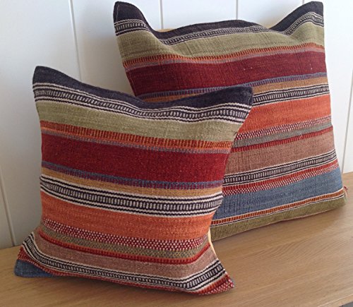 Comercio justo para agregar el tipo Kilim cojín 45 cm - rayas multico