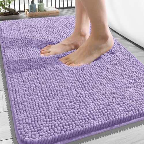Image of OLANLY Bathroom Rugs 34x21, Extra Soft Absorbent Chenille Bath Rugs, Rubber Backing Quick Dry, Machine Washable Bath Mats for Bathroom Floor, Tub and Shower, Home Decor Accessories, Lavender