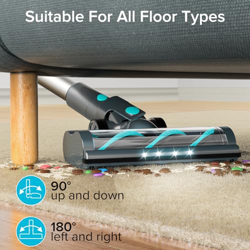 Image of Belife BVC11 Cordless Vacuum Cleaner, 450W 38Kpa Stick Vacuum with 50 mins runtime, 13000RPM Burshless Motor, Powerful Vacuum Cleaners for Home Hardwood Floor pet Hair Carpet (Blue)