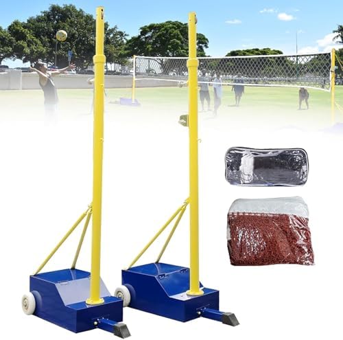 Adjustable Volleyball Net Stand with Heavy-Duty Base, Movable 5ft-6.8ft Poles for Backyard Use - Ideal for Men, Women, Adults & Youth - Includes Free Mesh Storage Bag