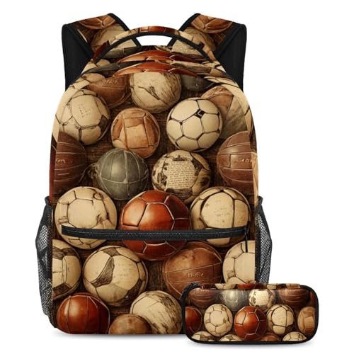 Sac à dos football vintage rétro avec sa trousse pour aller au collège et au lycée
