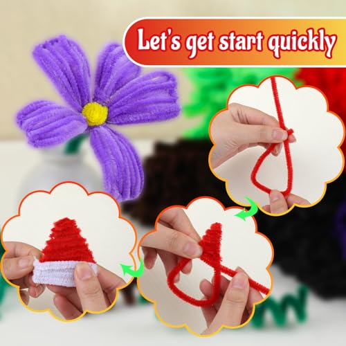 Image of Mnuizu 200Pcs Pipe Cleaners Chenille Stems Craft Pipe Cleaners Fuzzy Sticks | Pipe Cleaners Fluffy Pipe Cleaners Bulk for Flowers, Arts And Crafts Supplies, Christmas Decorations, Red