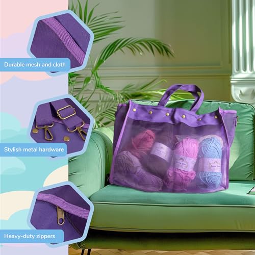 Image of JubileeYarn Mesh Tote Yarn Storage Tote Bag - Green - 1 Bag