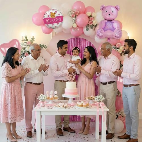 Image of Party Propz Welcome Baby Girl Decoration Kit - 38 Pcs Baby Girl Welcome Home Decorations Kit, Name Ceremony Decoration Items, Cradle Ceremony Decorations (Foil, Latex)