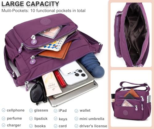 Image of Pealwel Women Shoulder Handbag Roomy Multiple Pockets Bag Ladies Crossbody Purse Tote Top Handle Satchel