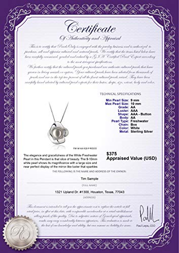 Rocio White 9-10Mm Aa Quality Freshwater 925 Sterling Silver Cultured Pearl Pendant For Women #TOP3