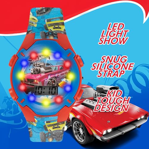 Hot Wheels Kids Watch – Rotating Dial Lights, LCD Display, Adjustable Comfortable Strap, Collectible Tin – Perfect for Boys and Girls3