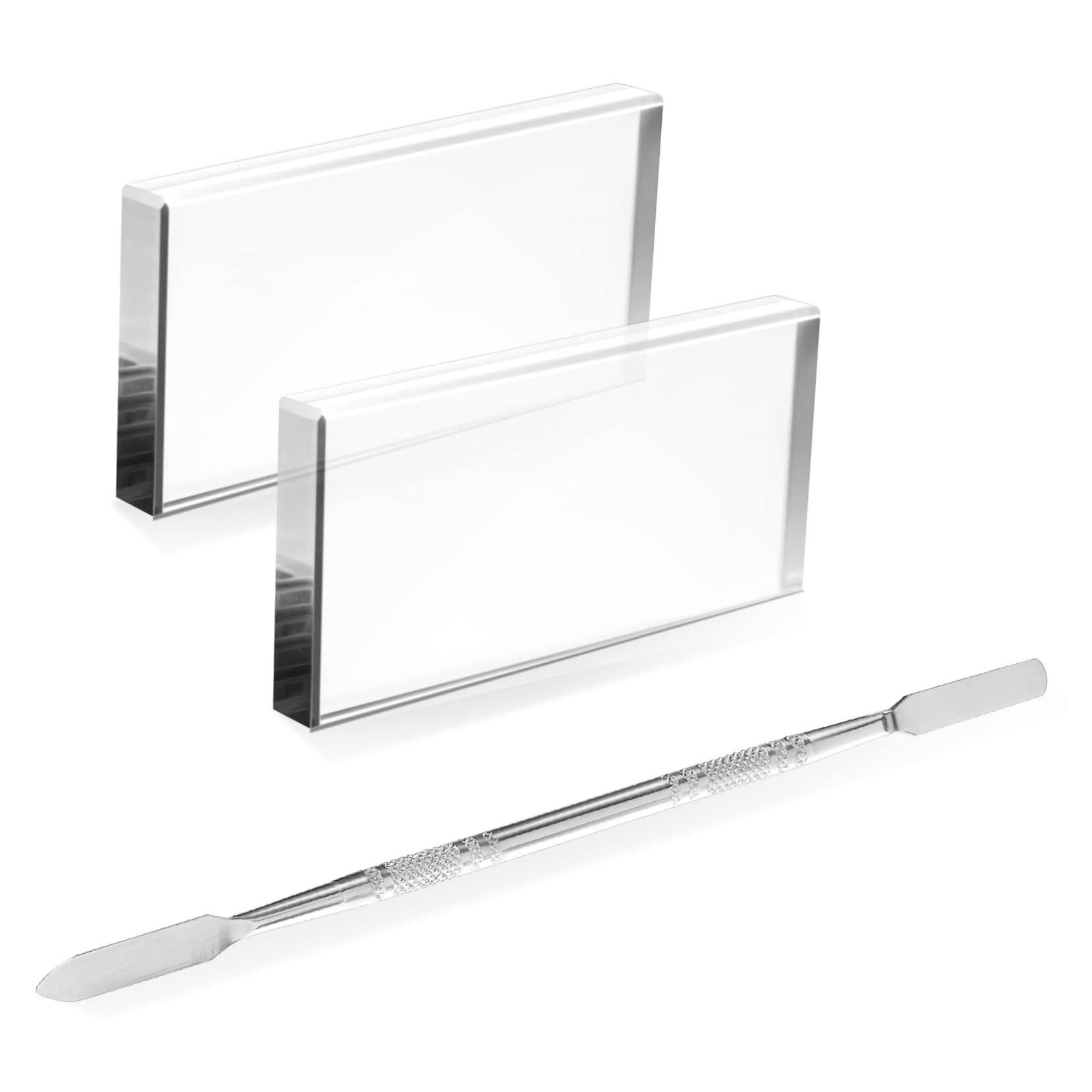 Ipetboom 3 Pcs Glass Nail Art with Stainless Steel Dual Head Cuticle Pusher for Nail Gel Mixing Professional Use Easy Clean Makeup Tool