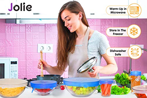 Jolie Premium Silicone Lids - Set of 13 Silicone Stretch Lids (w special XXL size), 3 Suction lids and Silicone Reusable Straws - Reusable Silicone Food Covers for Bowls and Containers - Thumbnail 3