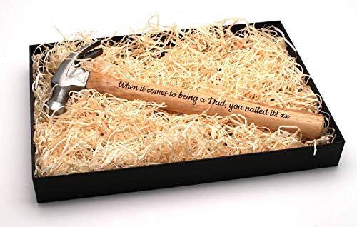 Marteau Personnalisé Gravé Au Laser - Cadeau Unique Pour Père, Anniversaire, Fête Des Pères - Tête Acier 220g, Manche Frêne