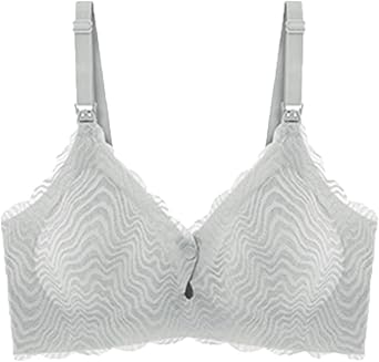 Women s Lace Breast-Feeding Bra with Open Buttons and No Rims - Comfortable, Supportive, and Stylish Grey-1PC,L
