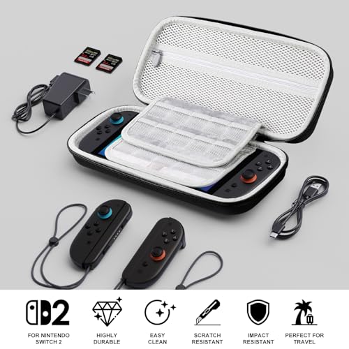 lmcpa carrying case for nintendo switch 2 2025 79 inch protective hard shell portable switch travel case lightweight and large capacity accessories for switch 2 black