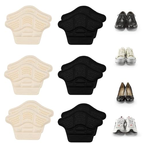 Fersenpolster, 6 Paar Fersenschutz für Schuhe, Selbstklebende Fersenpolster Schuhfüller Einlagen für zu Große Schuhe, Schuhverkleinerer Fersenkissen für Herren Damen Sneaker Sportschuhe Anti-Bläschen Cover
