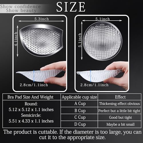 Honoson 2 Pairs Breathable Silicone Bra Inserts Waterproof Reusable Bra Inserts Breast Enhancers for Bra Swimsuit Sports Bra2