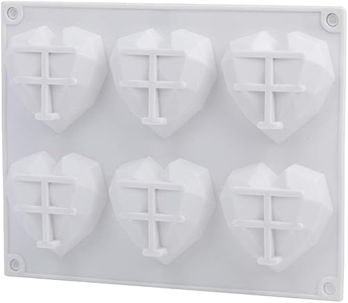 Miniatura 3 de 2 moldes de silicona con forma de corazón de diamante 3D para chocolate, 6 cavidades, bandeja de molde en forma de corazón fácil de desmoldear para