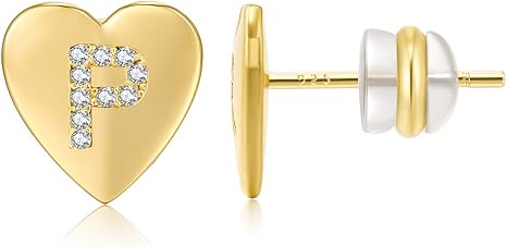 Orecchini a cuore lucido in oro rosa 14 carati placcati in