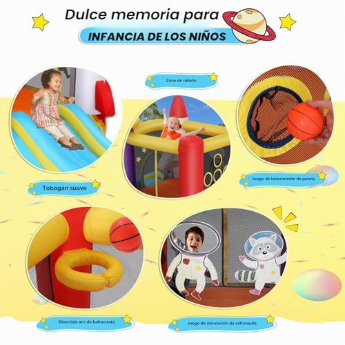 Miniatura 4 de Castillo Hinchable Para Niños Pequeños 2-8 Años , Castillo Hinchable Con Soplador, Área De Juego De Astronautas Y Zona De Tiro, Castillo Hinchable De Cohetes Para Fiestas En Interiores Y Exteriores