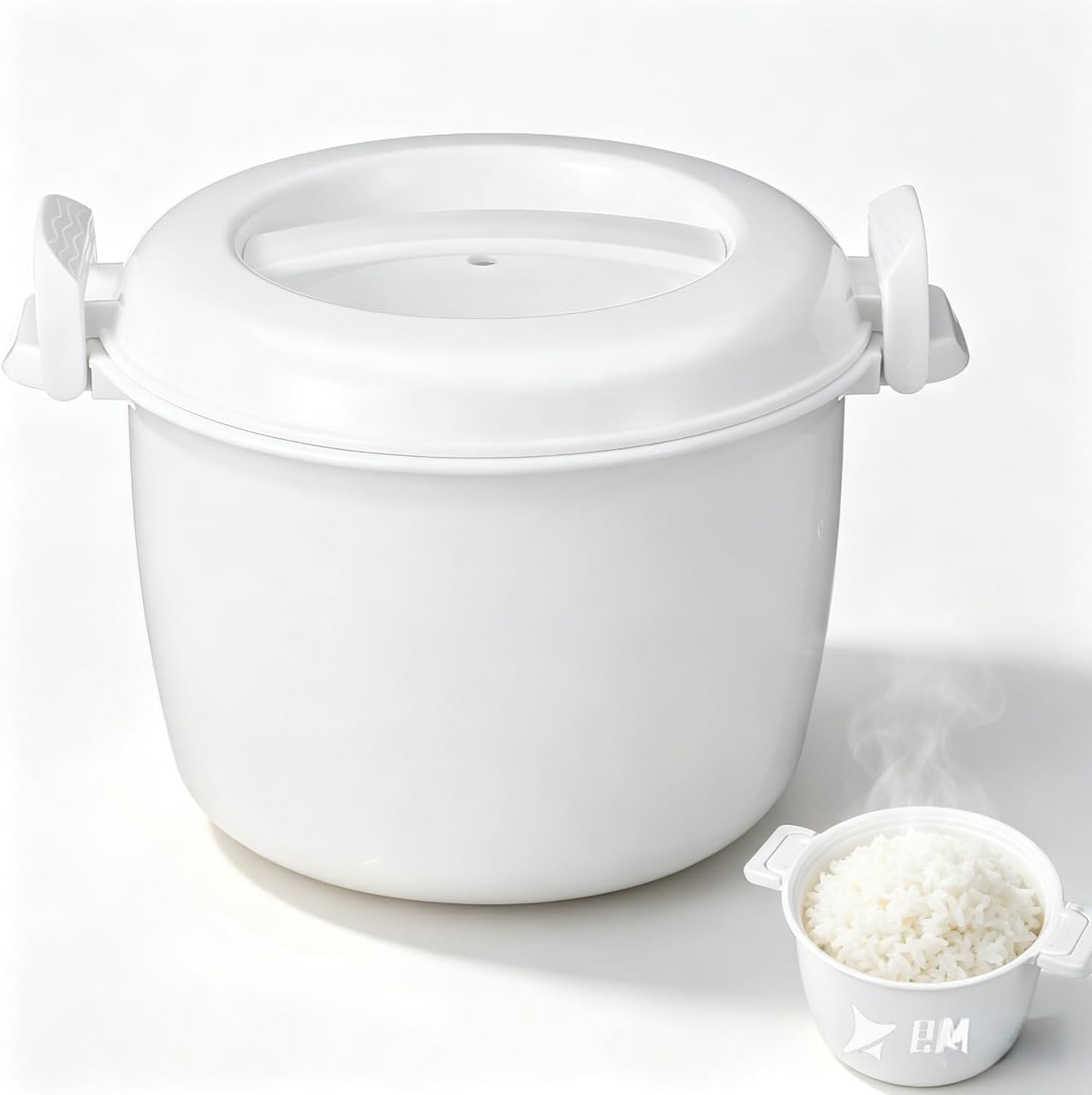 DOITOOL Microwave Rice Cooker and Vegetable Steamer, 1.8L Small Microwavable Rice Maker with Lid, BPA-Free 4 Cup Capacity for Pasta Veggie Soup Oatmeal Grains, Dishwasher Safe Portable Cookware