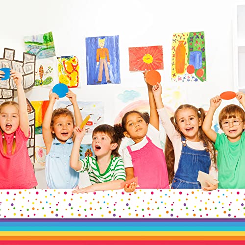 3 Pieces Rainbow Plastic Tableclothes Colorful Rainbow Party Tablecoversfor Polka Dot Rainbow Unicorn Theme Birthday Baby Shower Party Decorations Supplies 54X108Inch #TOP6