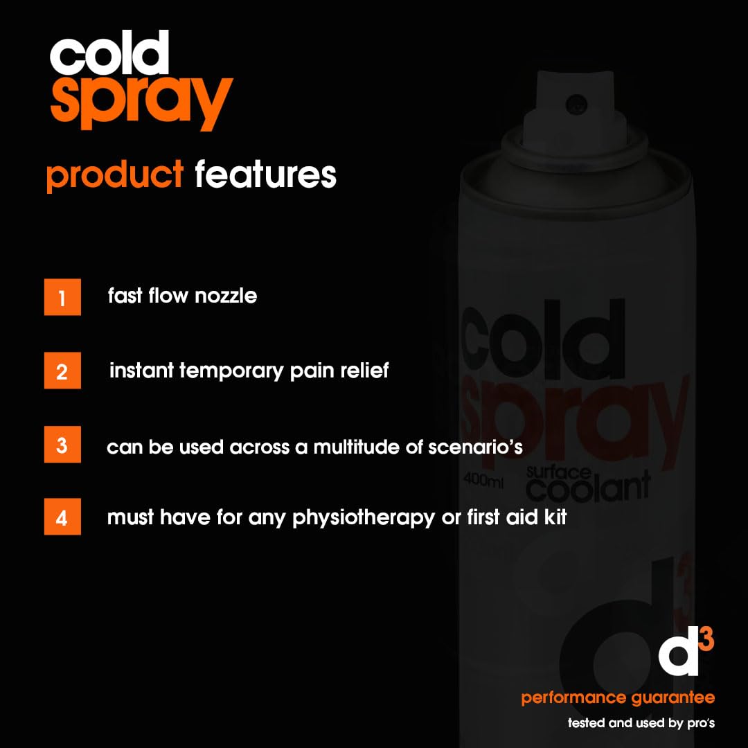 d3 [Ghiaccio Spray 400 Ml] Spray Refrigerante Per Contusioni, Distorsioni, Colpi E Dolori Muscolari | Sollievo Rapido | Uso Esterno | Pronto Soccorso Sport | Bomboletta Pressurizzata (6 bombolette)