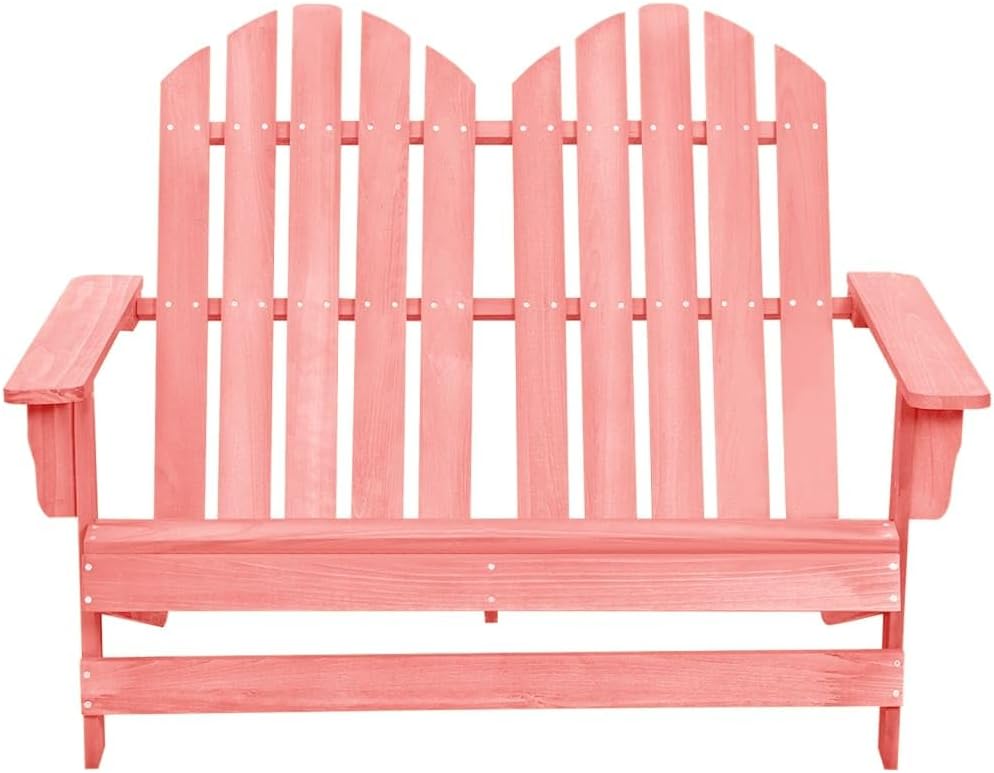 vidaXL Adirondack Style 2-Seater Patio Chair - Pink - Solid Fir Wood - Weather-Resistant Outdoor Lounge Seating for Garden or Patio