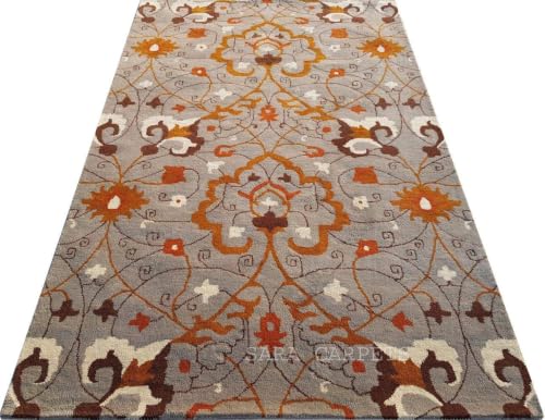 Image of Modern Abstract Hand Tufted Wool Floor Carpet for Home decore Living Room|Home and Bedroom & Hall 10x13 feet (300 x 390cm) Brown H2
