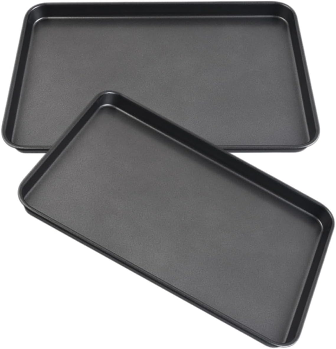 2pcs Carbon Steel Rectangular Nonstick Baking Pan Set 25.5x17.9x2.5cm for Household Oven Use, Small Broiler Tray for Cookies, Pizza, and Bread Baking