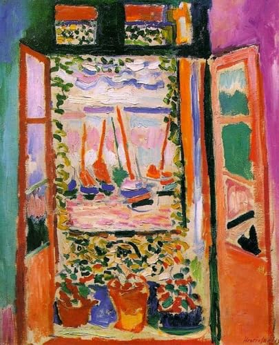 Kit Point de Croix 14CT Fenêtre Ouverte Toile Imprimée Peinture Célèbre 60x80